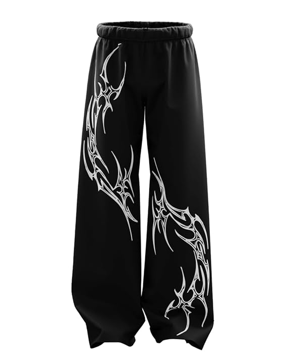 Classic Solid Black Wide-Leg Streetwear Pants