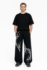 Classic Solid Black Wide-Leg Streetwear Pants