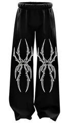 Tribal Tattoo Print Wide-Leg Streetwear Pants