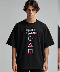 Squid Game Trio Black Oversized T Shirt